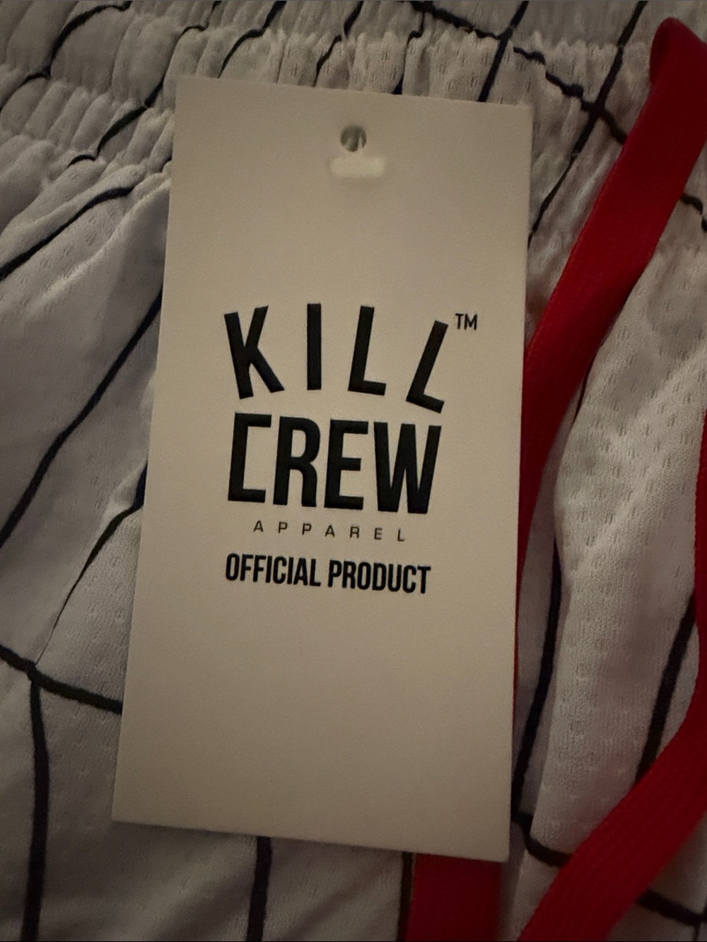 Kill Crew White Spiderweb Shorts with Red Drawstring - Picture 2 of 3